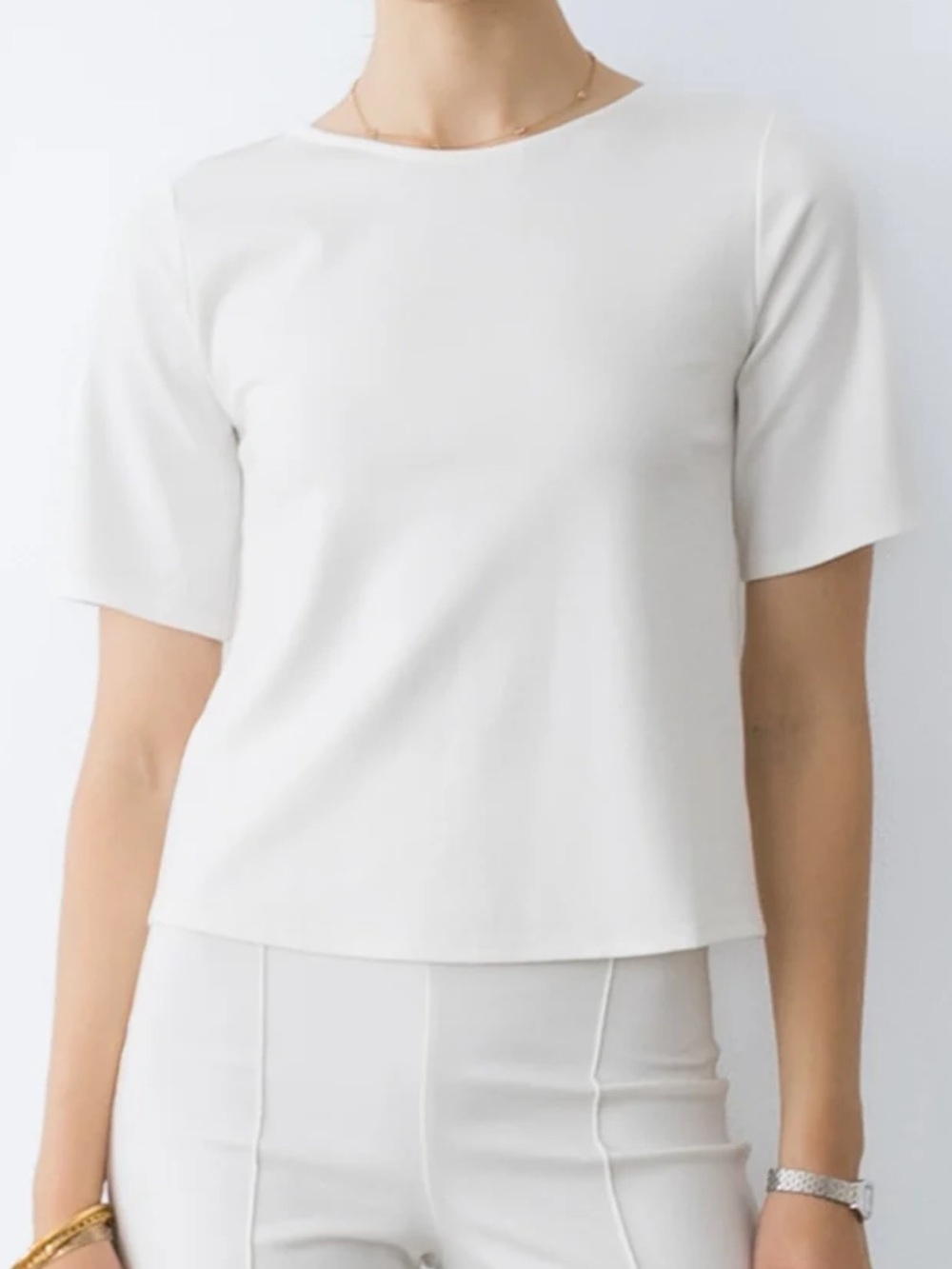 Ripley Radar Off-White Ponte Knit Extended Short Sleeve Top Size 4 (M)